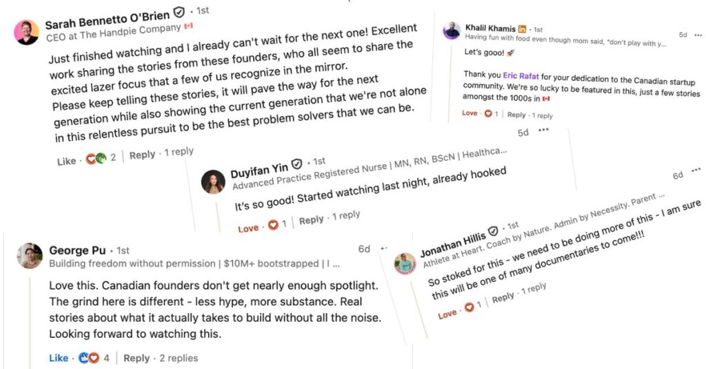 Startup Documentary Comments