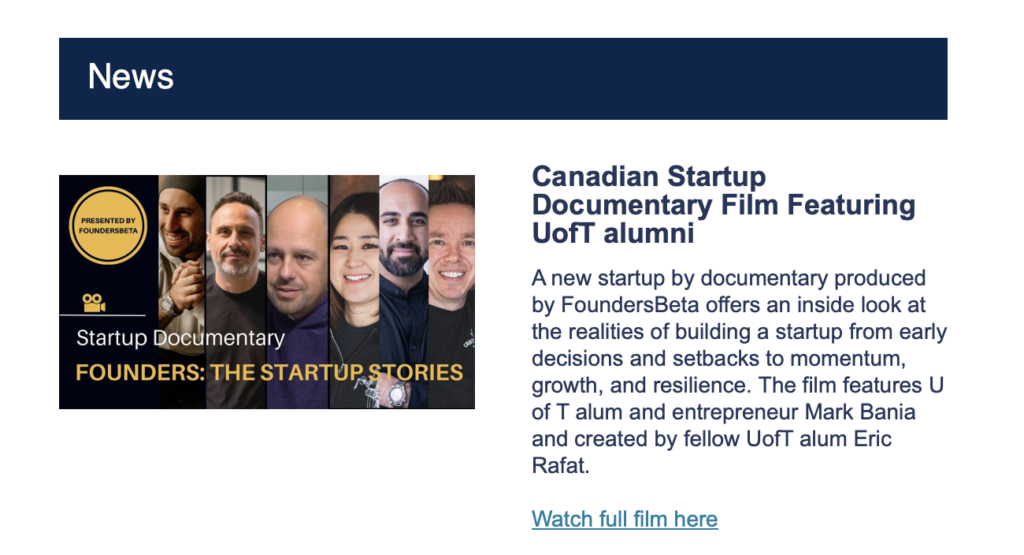 Startup Documentary Film University of Toronto Feature